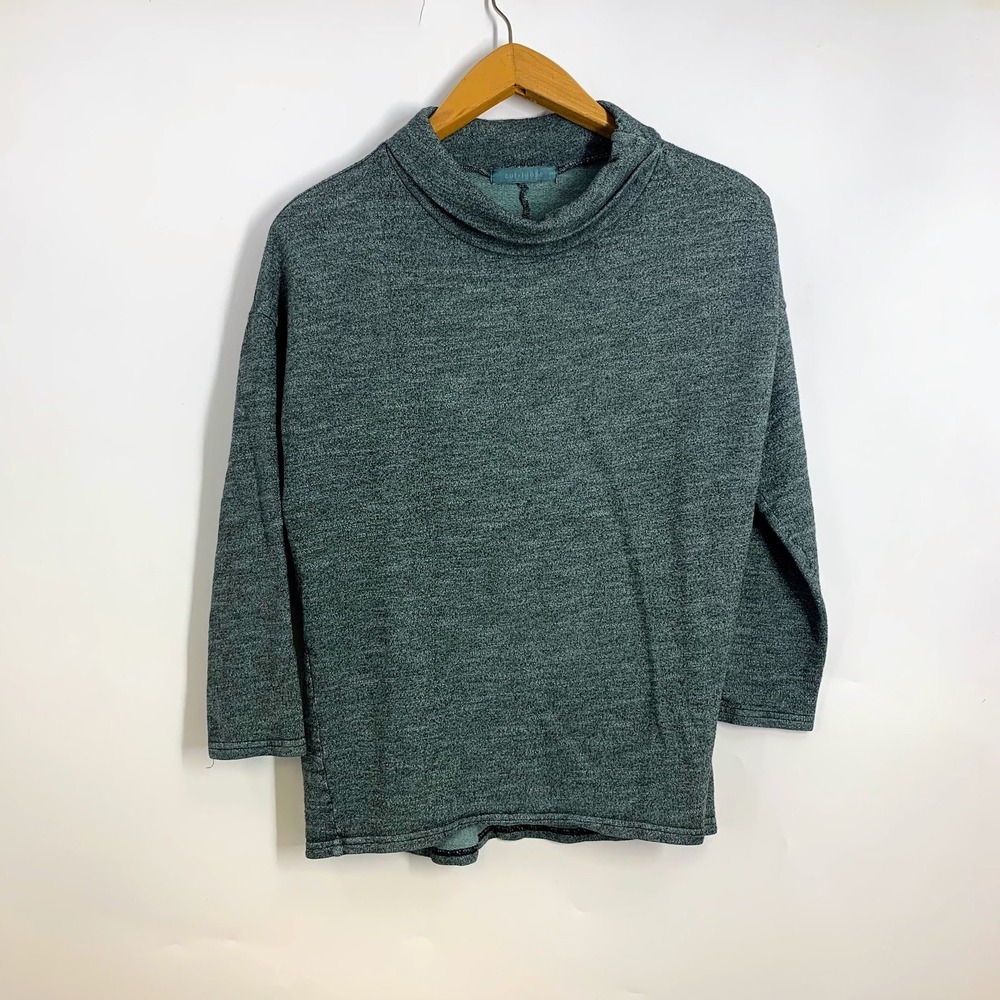 Cuti Loose Womens 3/4 Sleeve Charcoal Heather Knit Cowl Neck Sweater Sleeve SZ S
